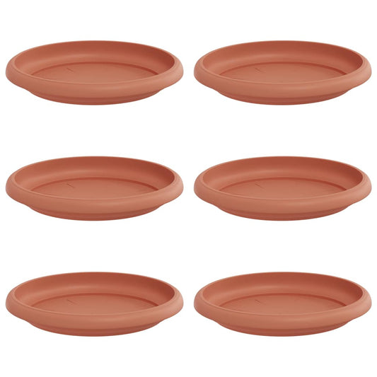 Round Flower Tray 6 pcs Brick Red Ø 14 x 2 cm Plastic