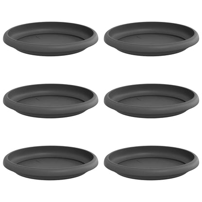 Round Flower Tray 6 pcs Black Ø 15.5 x 2 cm Plastic