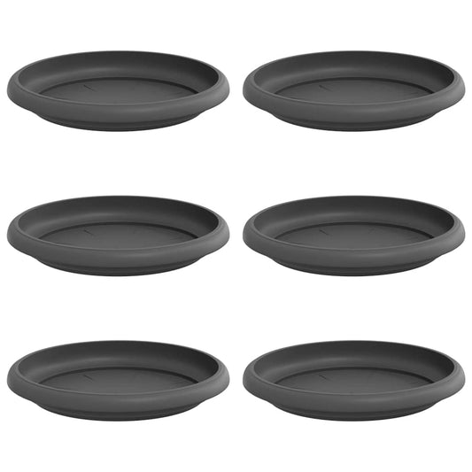 Round Flower Tray 6 pcs Black Ø 15.5 x 2 cm Plastic