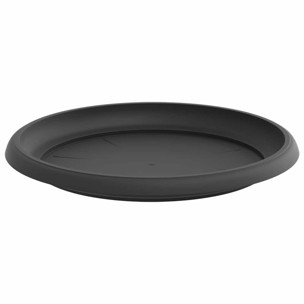 Round Flower Tray 6 pcs Black Ø 23.5 x 2.5 cm Plastic