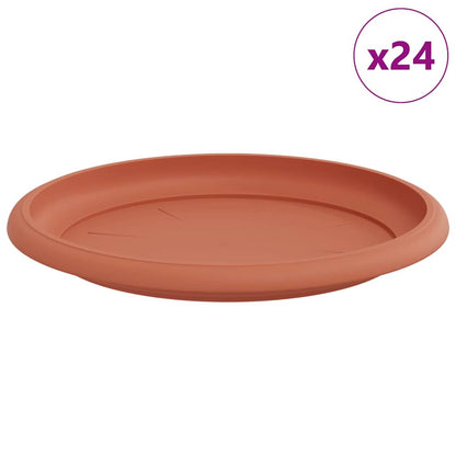 Round Flower Tray 24 pcs Brick Red Ø 17.5 x 2 cm Plastic