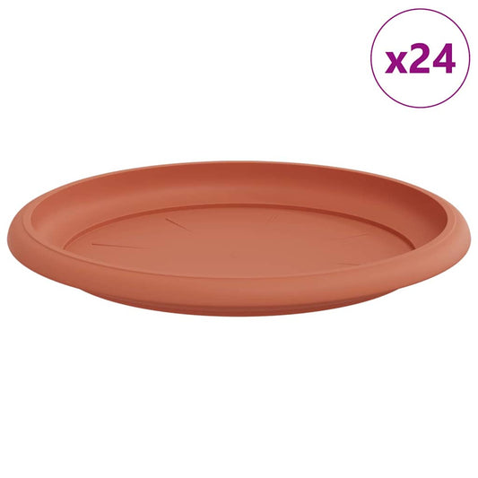 Round Flower Tray 24 pcs Brick Red Ø 17.5 x 2 cm Plastic