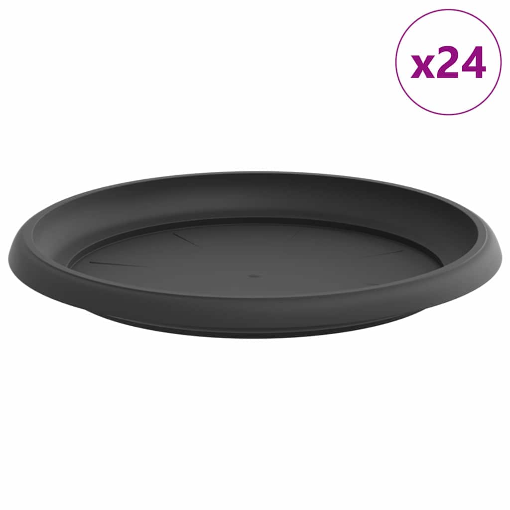 Round Flower Tray 24 pcs Black Ø 23.5 x 2.5 cm Plastic