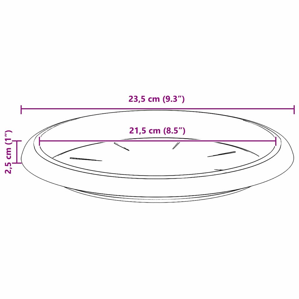 Round Flower Tray 24 pcs Black Ø 23.5 x 2.5 cm Plastic