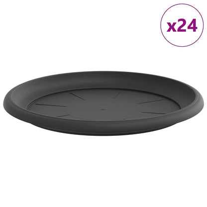 Round Flower Tray 24 pcs Black Ø 27 x 2.5 cm Plastic