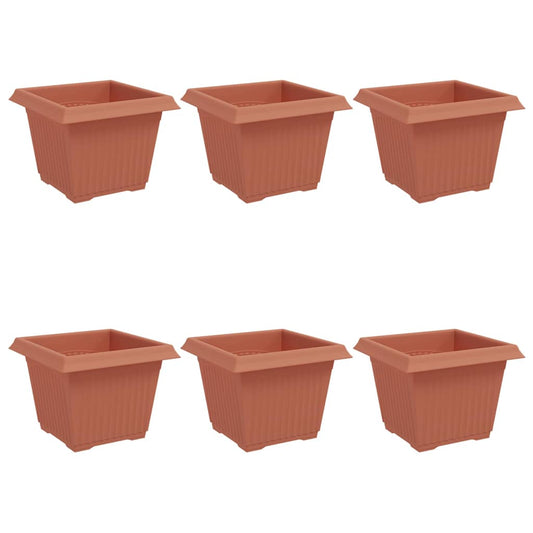 Square Flower Pot 6 pcs Brick Red 23 x 23 x 17.5 cm Plastic