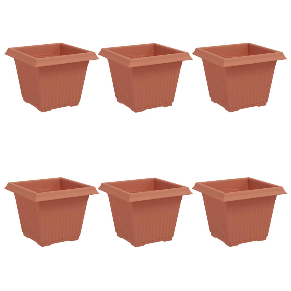 Square Flower Pot 6 pcs Brick Red 33 x 33 x 26 cm Plastic