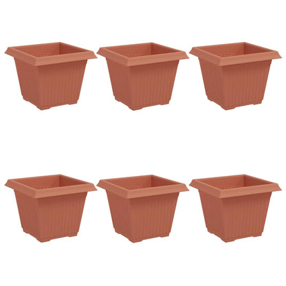 Square Flower Pot 6 pcs Brick Red 33 x 33 x 26 cm Plastic
