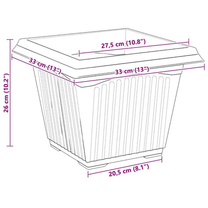 Square Flower Pot 6 pcs Brick Red 33 x 33 x 26 cm Plastic