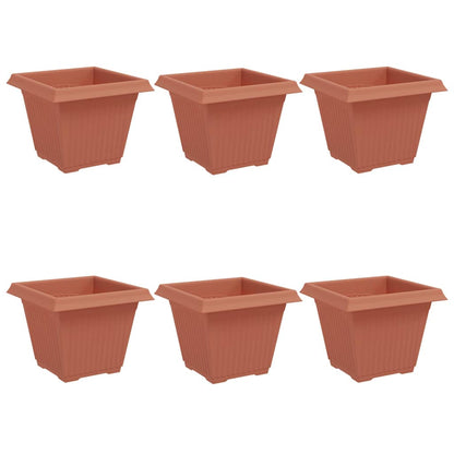 Square Flower Pot 6 pcs Brick Red 38 x 38 x 30 cm Plastic