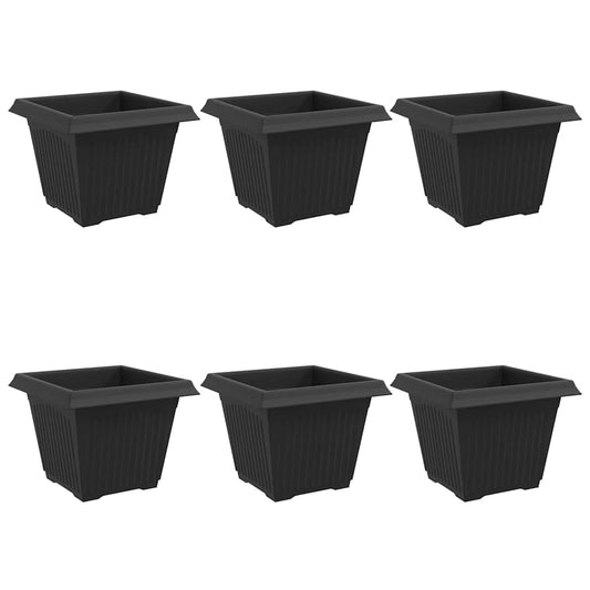 Square Flower Pot 6 pcs Black 28.5 x 28.5 x 22 cm Plastic
