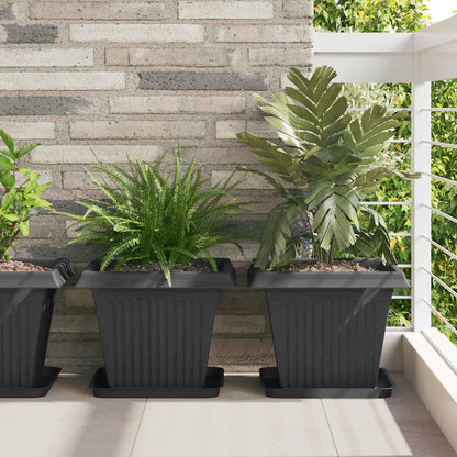 Square Flower Pot 6 pcs Black 38 x 38 x 30 cm Plastic
