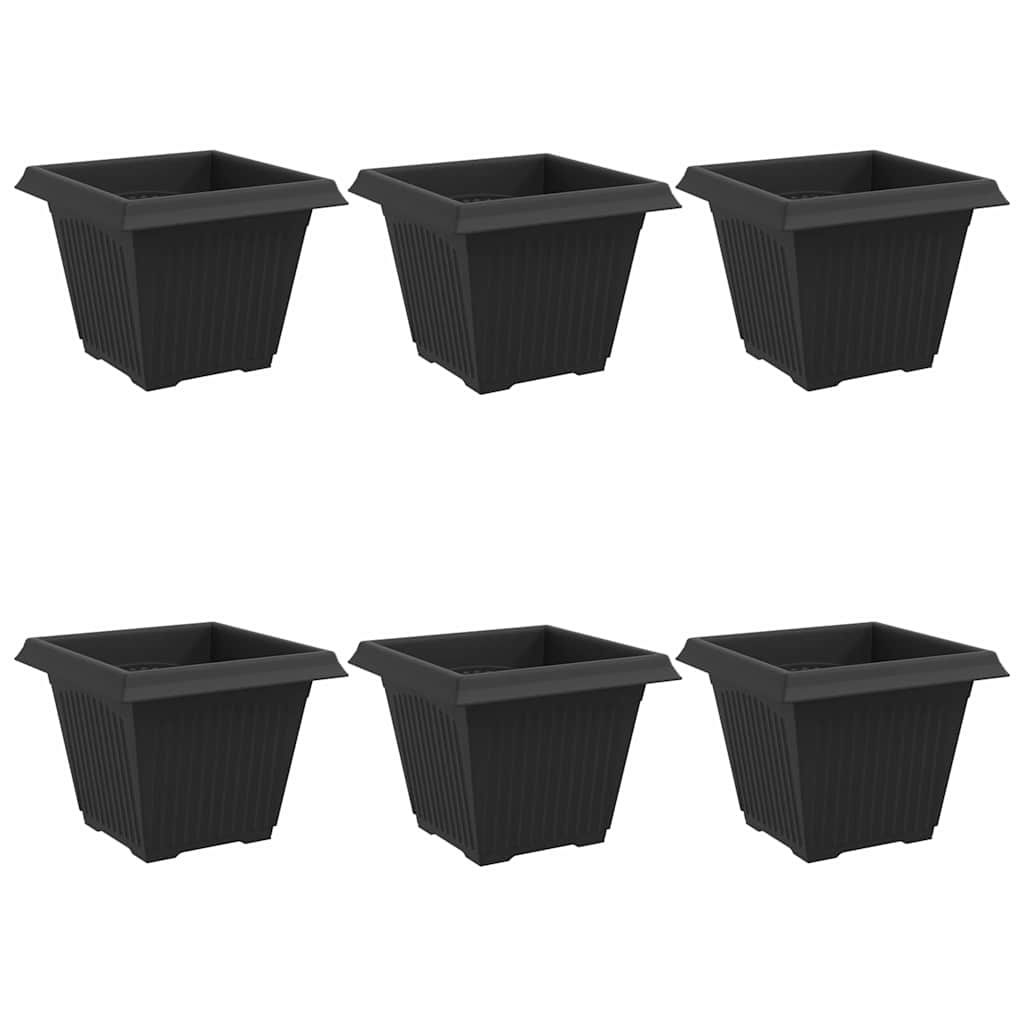 Square Flower Pot 6 pcs Black 38 x 38 x 30 cm Plastic
