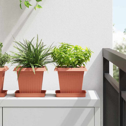 Square Flower Pot 24 pcs Brick Red 16 x 16 x 14 cm Plastic