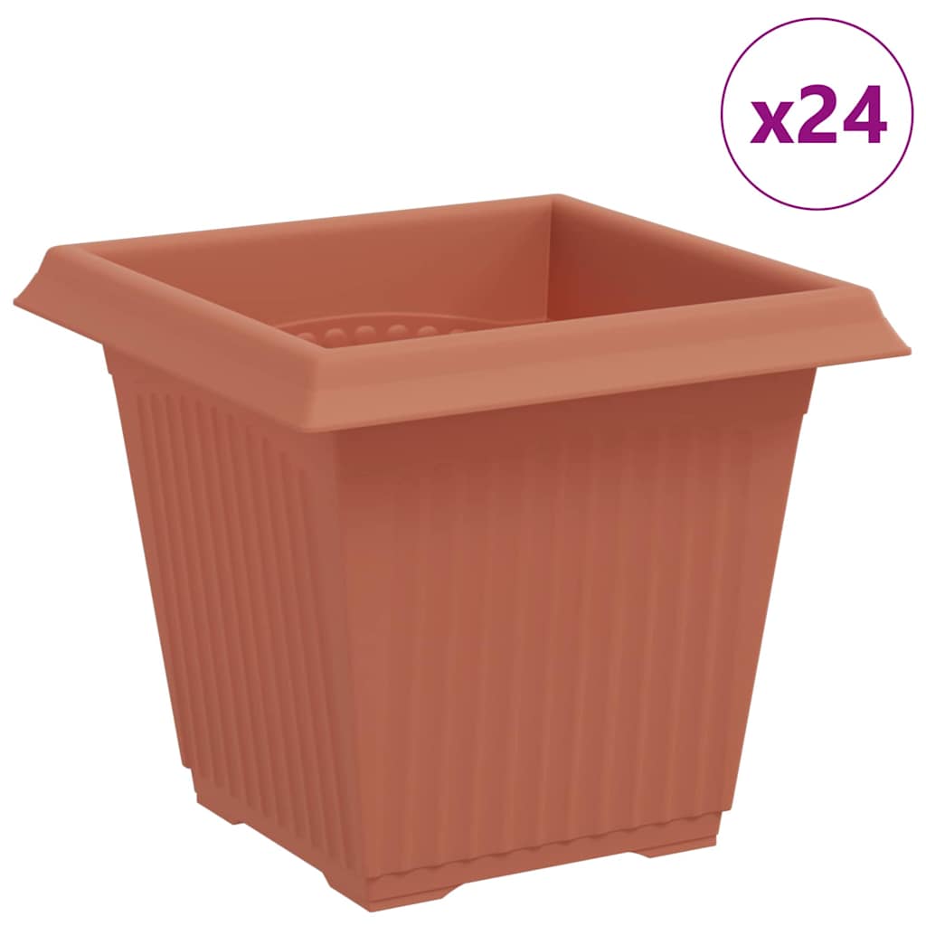 Square Flower Pot 24 pcs Brick Red 16 x 16 x 14 cm Plastic