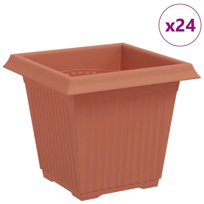 Square Flower Pot 24 pcs Brick Red 16 x 16 x 14 cm Plastic