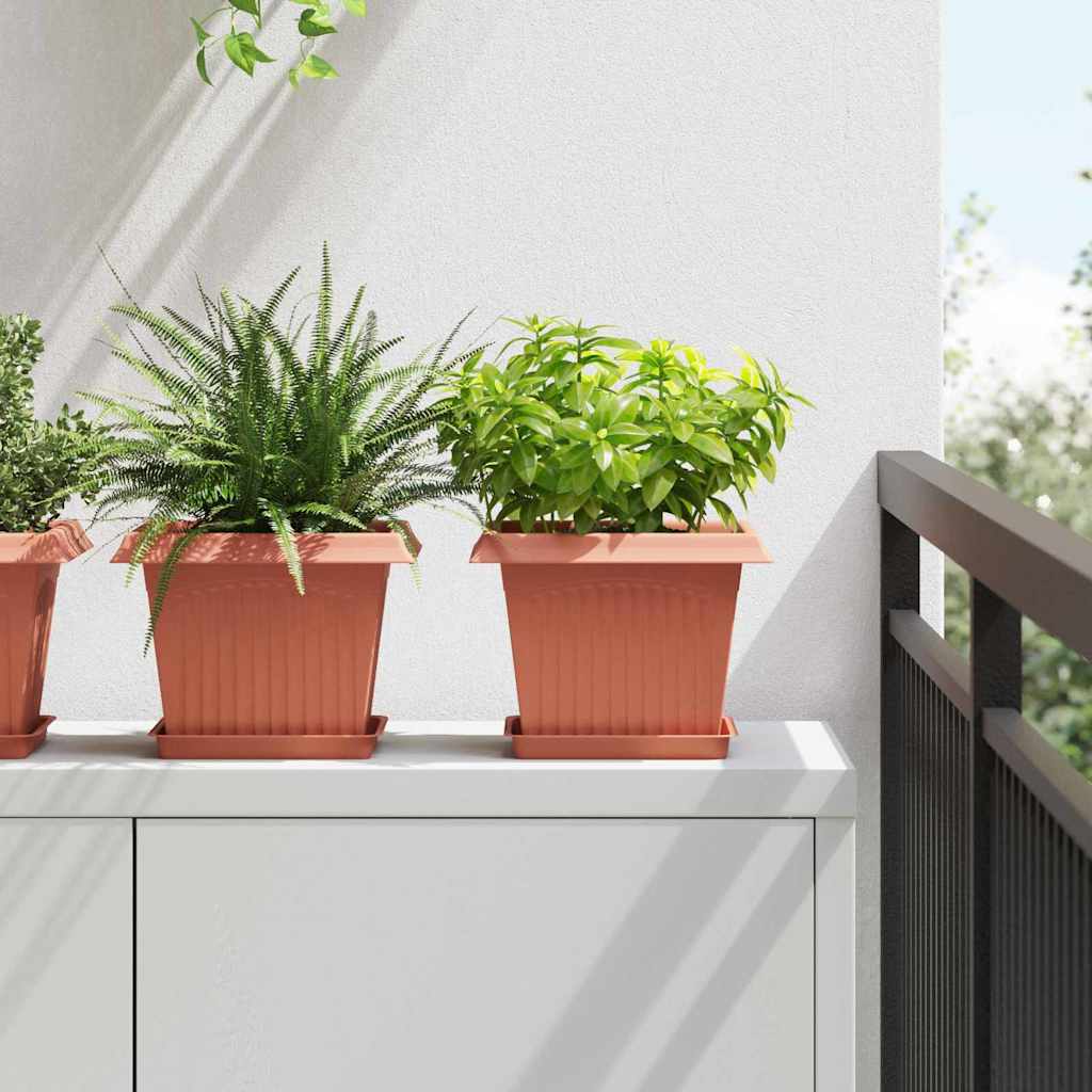 Square Flower Pot 24 pcs Brick Red 23 x 23 x 17.5 cm Plastic