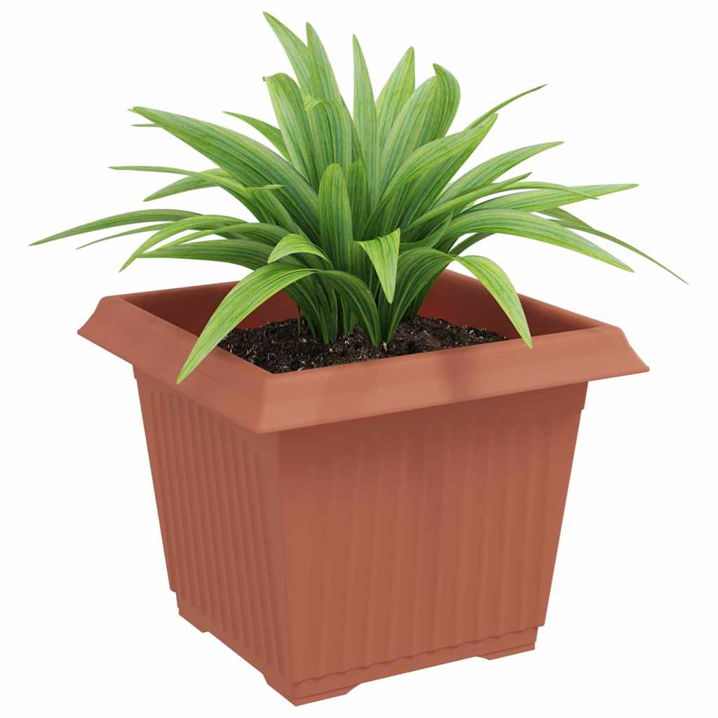 Square Flower Pot 24 pcs Brick Red 23 x 23 x 17.5 cm Plastic