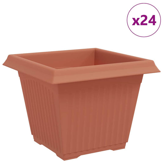 Square Flower Pot 24 pcs Brick Red 28.5 x 28.5 x 22 cm Plastic