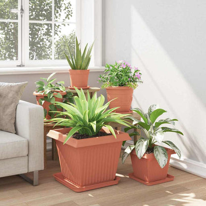 Square Flower Pot 24 pcs Brick Red 43 x 43 x 33.5 cm Plastic