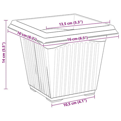 Square Flower Pot 24 pcs Black 16 x 16 x 14 cm Plastic