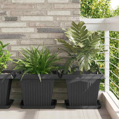 Square Flower Pot 24 pcs Black 43 x 43 x 33.5 cm Plastic