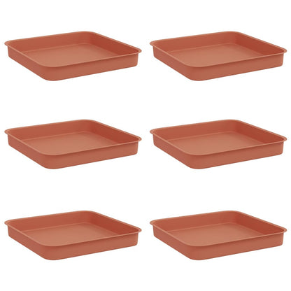 Square Flower Tray 6 pcs Brick Red 15 x 15 x 2 cm Plastic