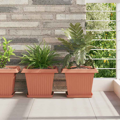 Square Flower Tray 6 pcs Brick Red 21 x 21 x 2 cm Plastic