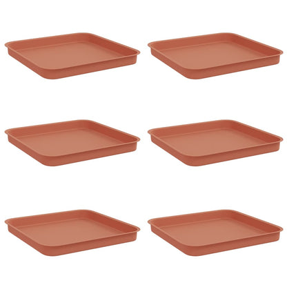 Square Flower Tray 6 pcs Brick Red 21 x 21 x 2 cm Plastic