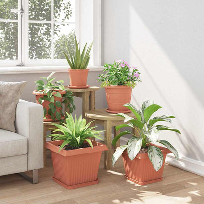 Square Flower Tray 6 pcs Brick Red 25.5 x 25.5 x 2.5 cm Plastic