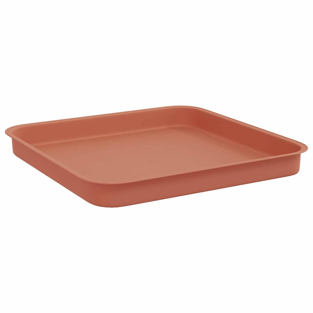 Square Flower Tray 6 pcs Brick Red 25.5 x 25.5 x 2.5 cm Plastic