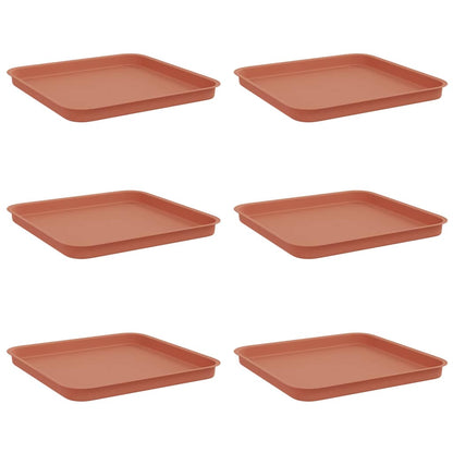 Square Flower Tray 6 pcs Brick Red 32 x 32 x 2.5 cm Plastic
