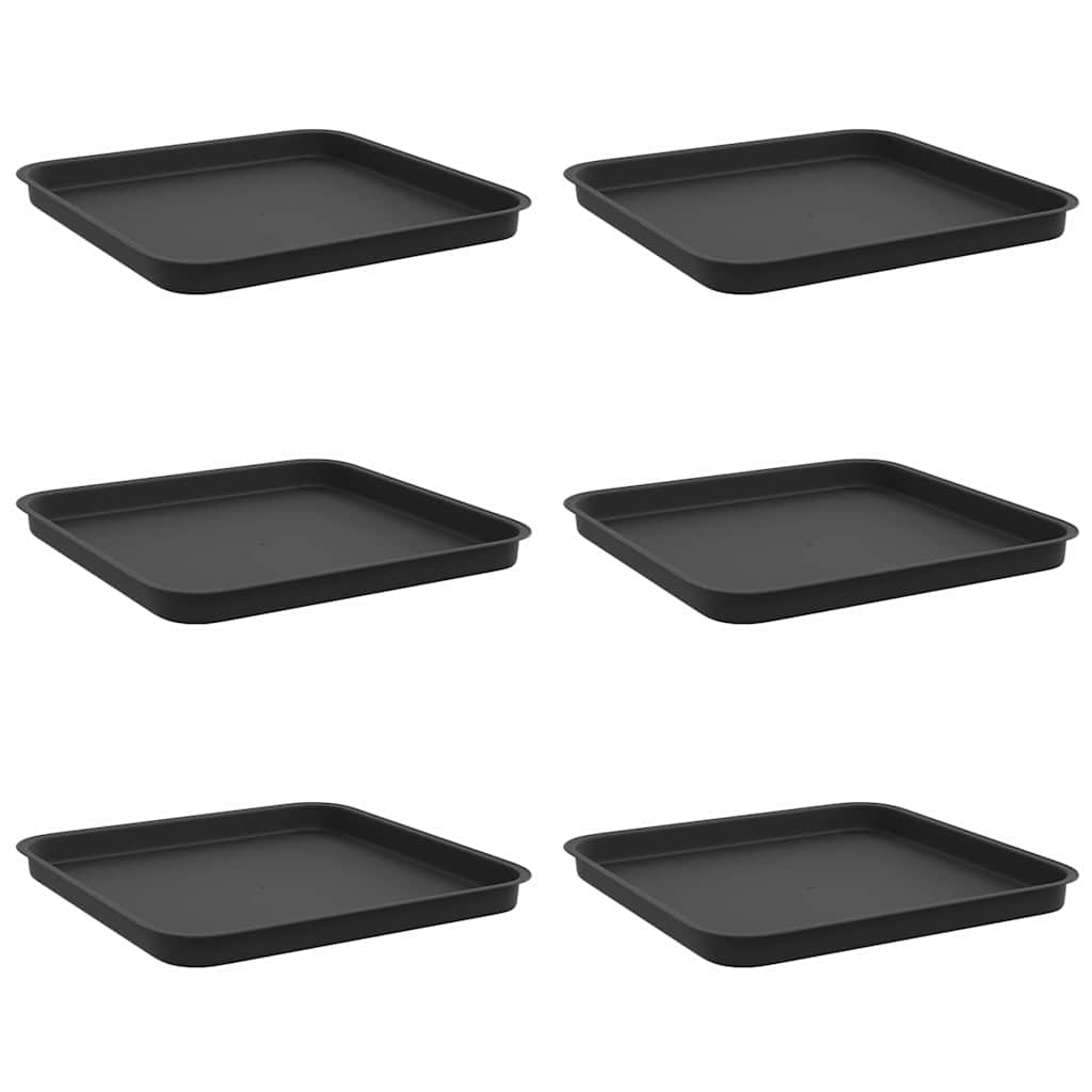 Square Flower Tray 6 pcs Black 32 x 32 x 2.5 cm Plastic