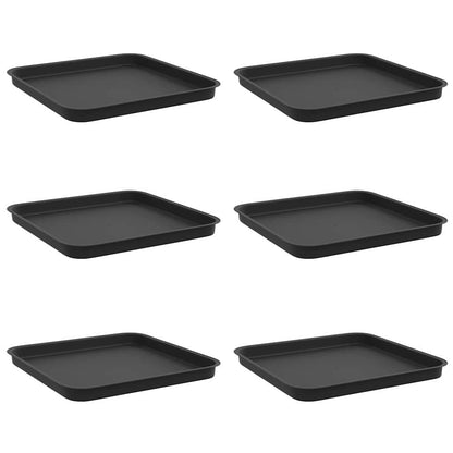 Square Flower Tray 6 pcs Black 32 x 32 x 2.5 cm Plastic