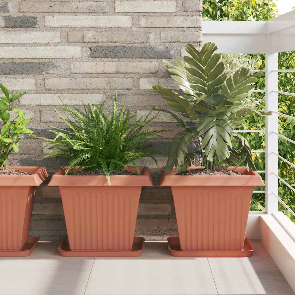 Square Flower Tray 24 pcs Brick Red 32 x 32 x 2.5 cm Plastic