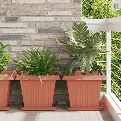 Square Flower Tray 24 pcs Brick Red 36 x 36 x 2.5 cm Plastic