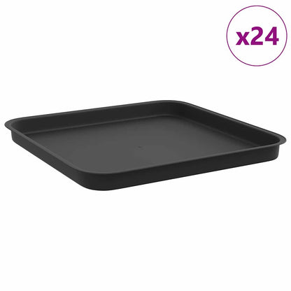 Square Flower Tray 24 pcs Black 32 x 32 x 2.5 cm Plastic