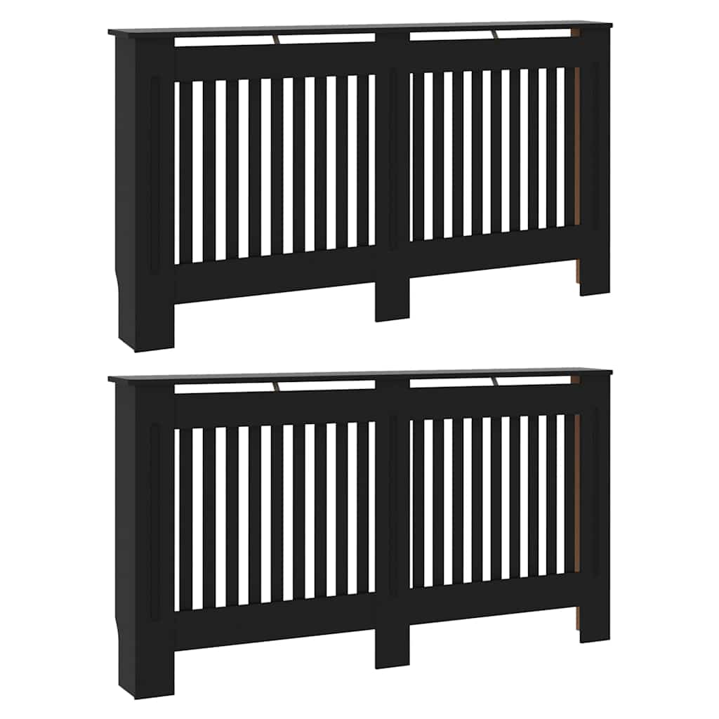 Radiator Cover 2 pcs Black 152 x 19 x 81.5 cm Engineered Wood