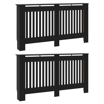 Radiator Cover 2 pcs Black 152 x 19 x 81.5 cm Engineered Wood