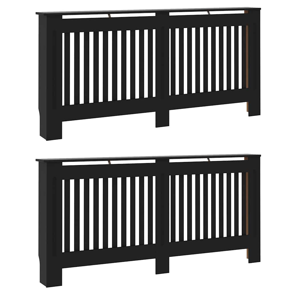 Radiator Cover 2 pcs Black 172 x 19 x 81.5 cm Engineered Wood