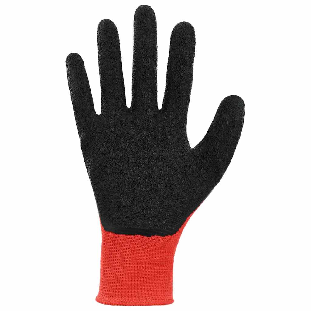 Work Gloves 12 pcs Red and Black 7 / S Latex Coating