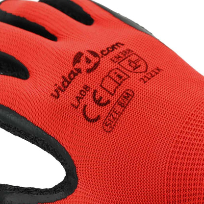 Work Gloves 12 pcs Red and Black 8 / M Latex Coating