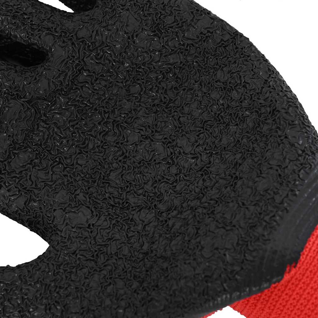 Work Gloves 24 pcs Red and Black 8 / M Latex Coating