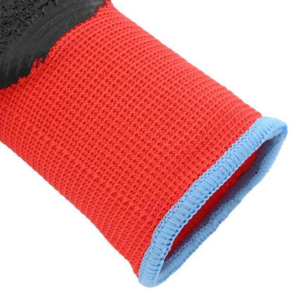 Work Gloves 24 pcs Red and Black 9 / L Latex Coating