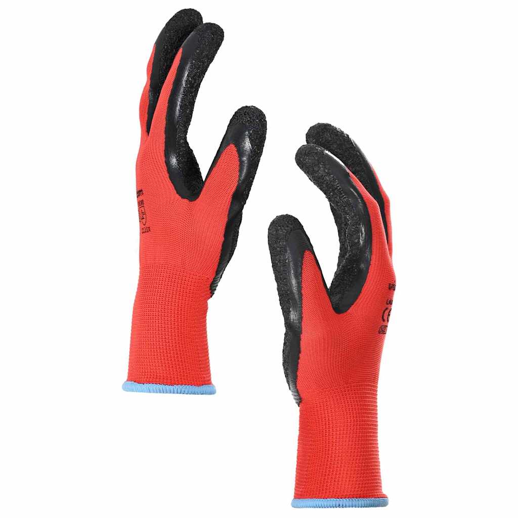 Work Gloves 24 pcs Red and Black 9 / L Latex Coating