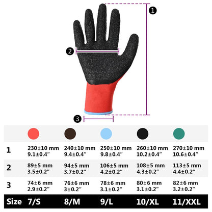 Work Gloves 24 pcs Red and Black 9 / L Latex Coating