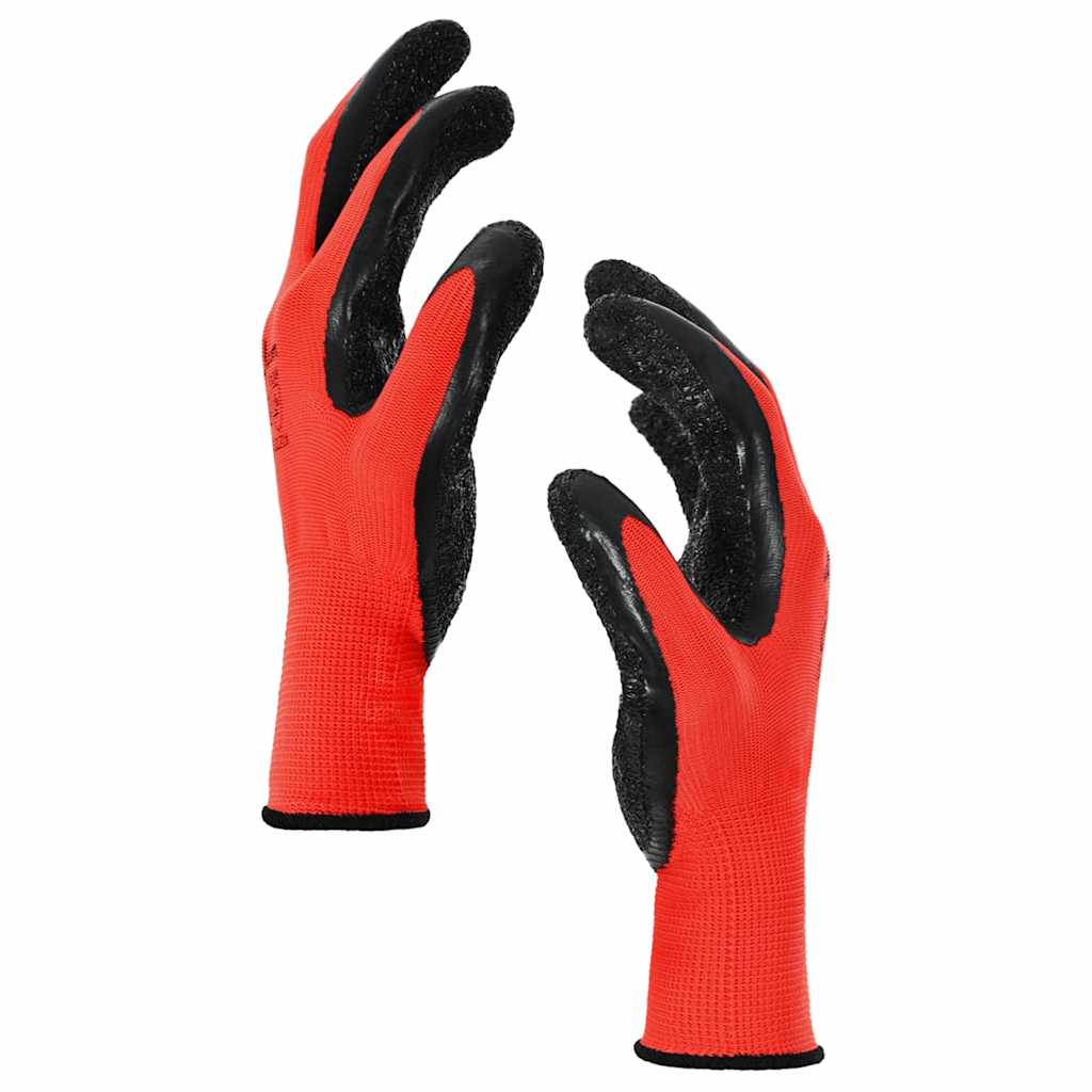 Work Gloves 24 pcs Red and Black 10 / XL Latex Coating