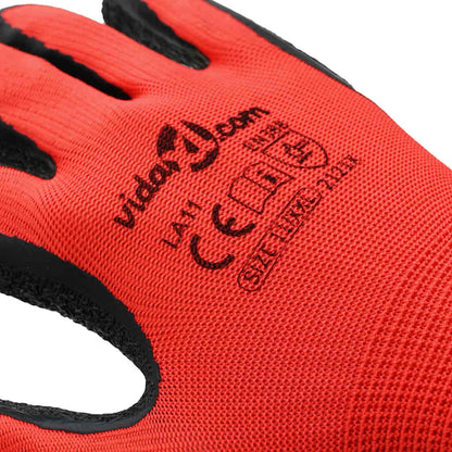 Work Gloves 24 pcs Red and Black 11 / XXL Latex Coating