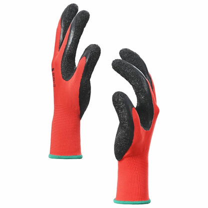 Work Gloves 24 pcs Red and Black 11 / XXL Latex Coating