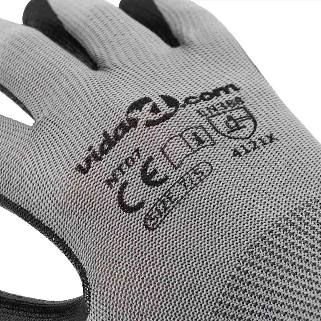 Work Gloves 12 pcs Grey and Black 7 / S Polyester
